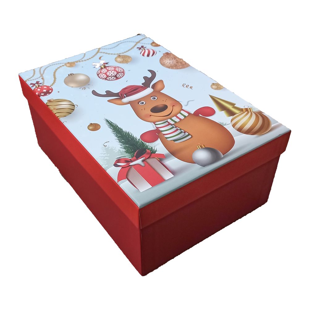 Подарочная новогодняя коробка прямоугольная 23 х 16 х 9см, 3шт/наб Красный Unison (11382-57-42)