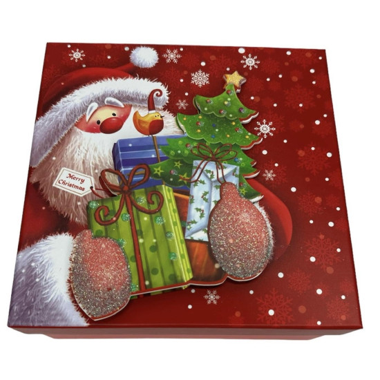 Подарочная новогодняя коробка квадратная - "Санта Клаус с елкой", в наборе - 3шт., 93209-2 Разноцветный Unison (93209-2)
