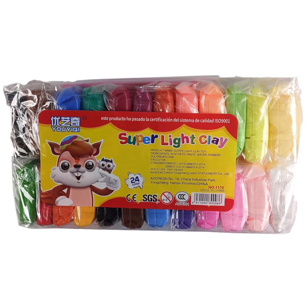 Моделін 24 кольори по 10 грам, у пакеті зі стеками Різнокольоровий Без бренду (1112/13896-6602)