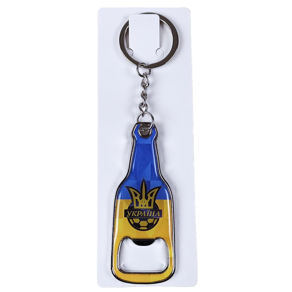 Брелок  відкривачка  металевий  "Україна-футбольний м'яч" Жовто-блакитний Unison (505-22)