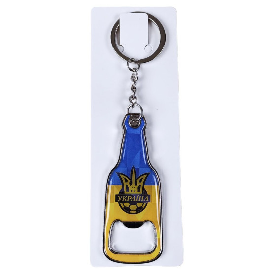 Брелок  відкривачка  металевий  "Україна-футбольний м'яч" Жовто-блакитний Unison (505-22)