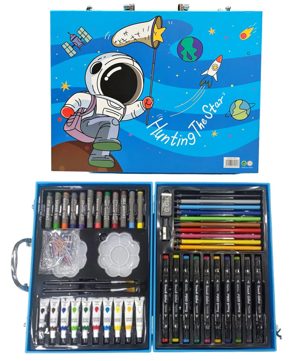 Набір для малювання та творчості у валізі  68 предметів, Космонавти Різнокольоровий Unison (13546)