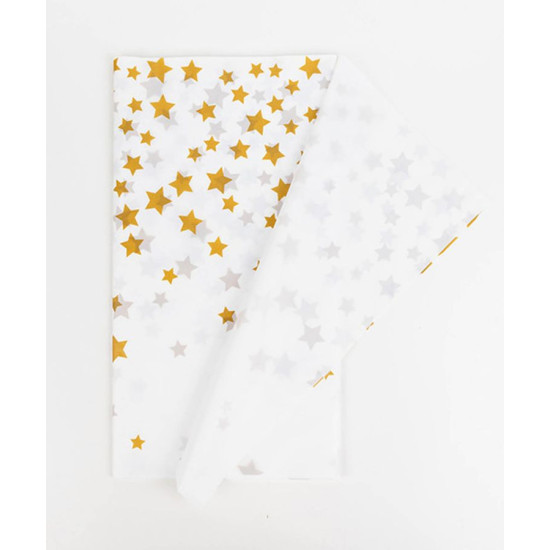 Скатертина біла 137 х 183см, Золота зірочка Білий Unison (871021)