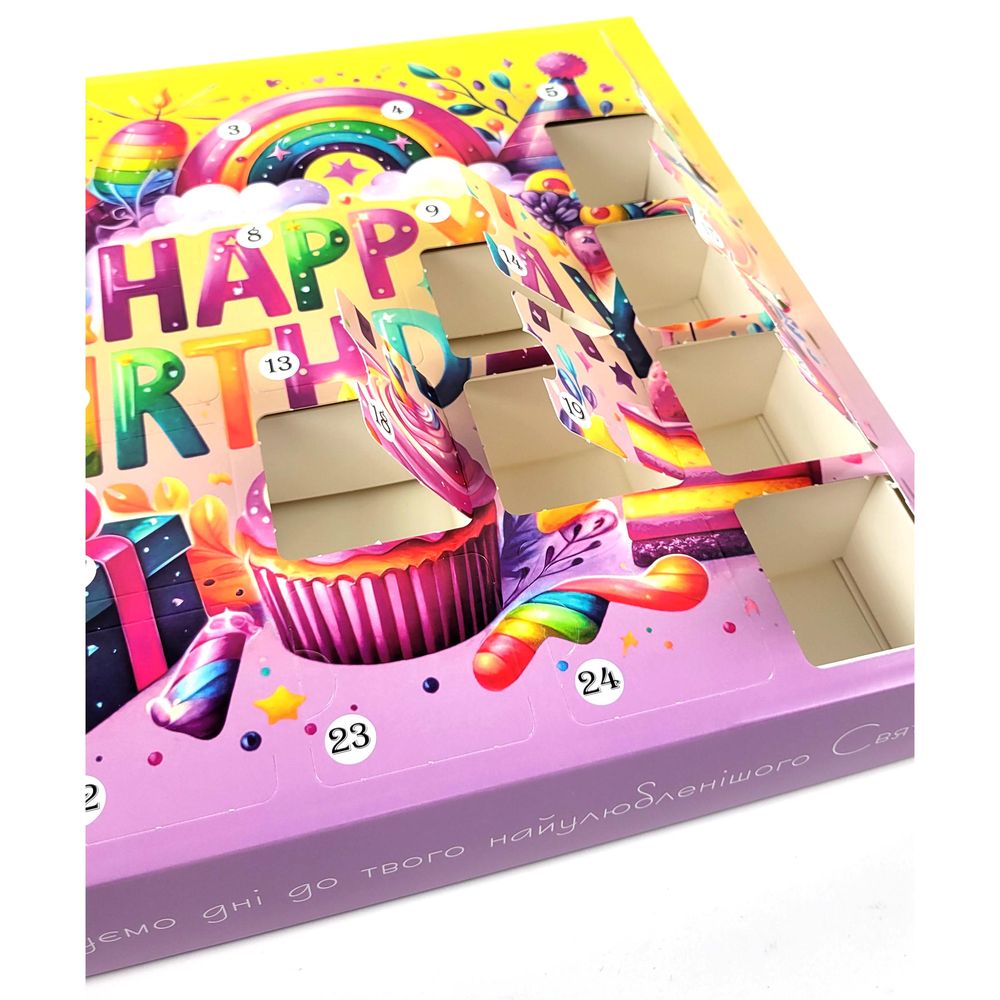 Коробка "Адвент календар" HAPPY BIRTHDAY на 25 днів 36 х 36 х 5см (AK -6)