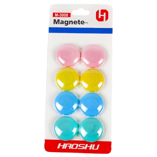 Магніти пастельних кольорів - 8 шт, d=3см (13170/3008)