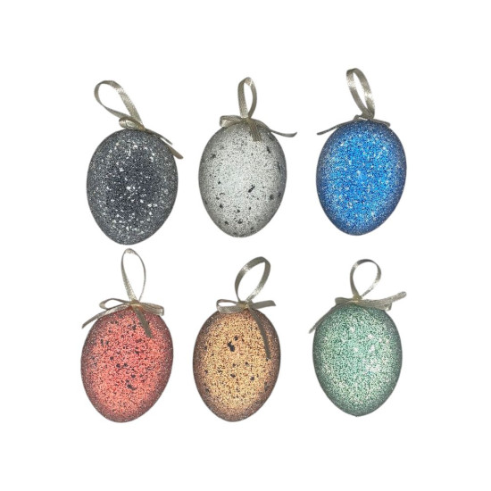 Набір великодніх яєць 6 х 4,5см "Цукрові"- 6шт з стрічкою (L00145)