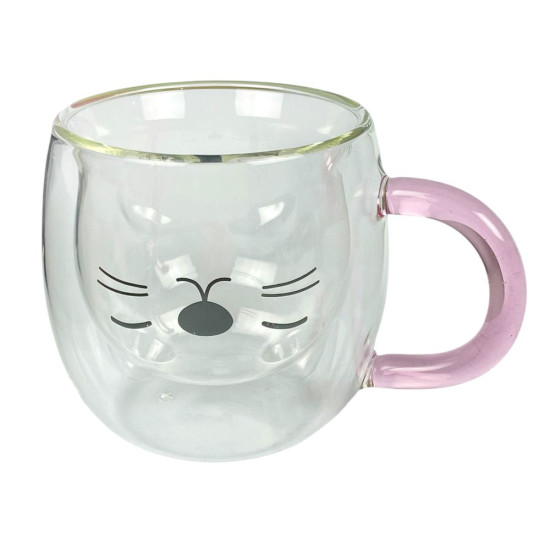 Чашка скляна з подвійним дном 250мл "Кіт" (250-1)