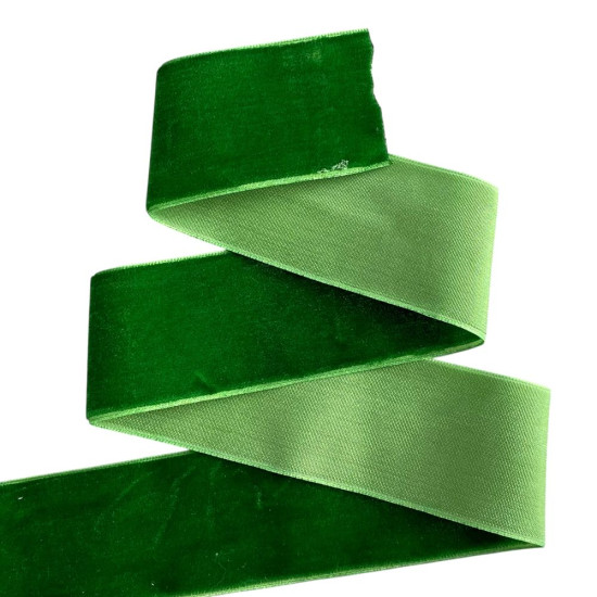 Оксамитова стрічка  4 см (±5мм) х 30 ярдів Зелений Marill (D00840- C 27)
