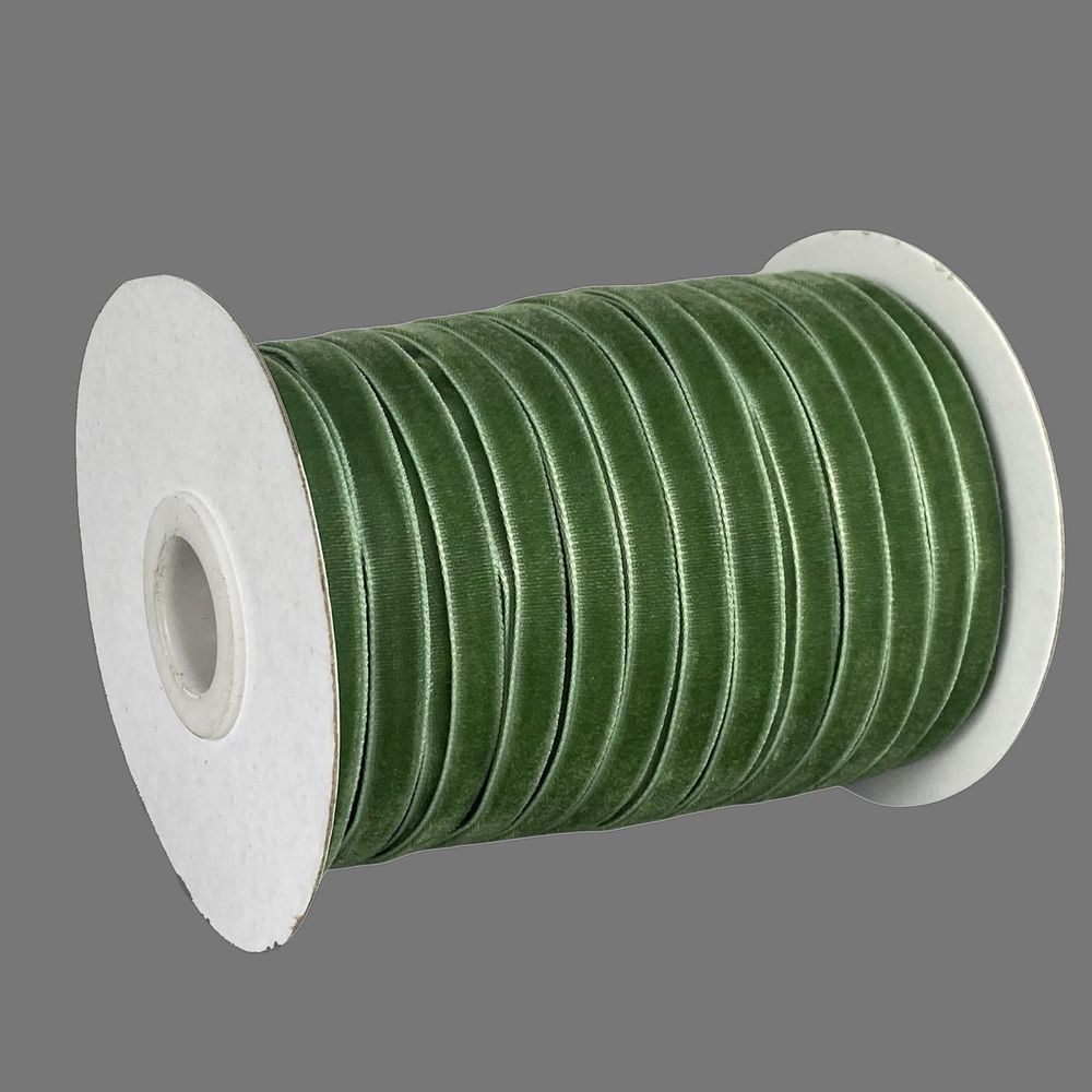 Оксамитова стрічка  0,6 см х  50 ярдів Зелений Marill (D00806- C 41)