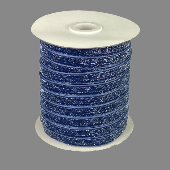 Оксамитова стрічка  блискуча 1,0 см х 50 ярдів Синій Marill (D16710- C 131)