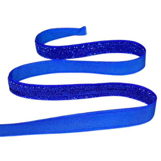 Бархатная лента с люрексом 1,0 см х 50 ярдов Синий Marill (D00710- 01)