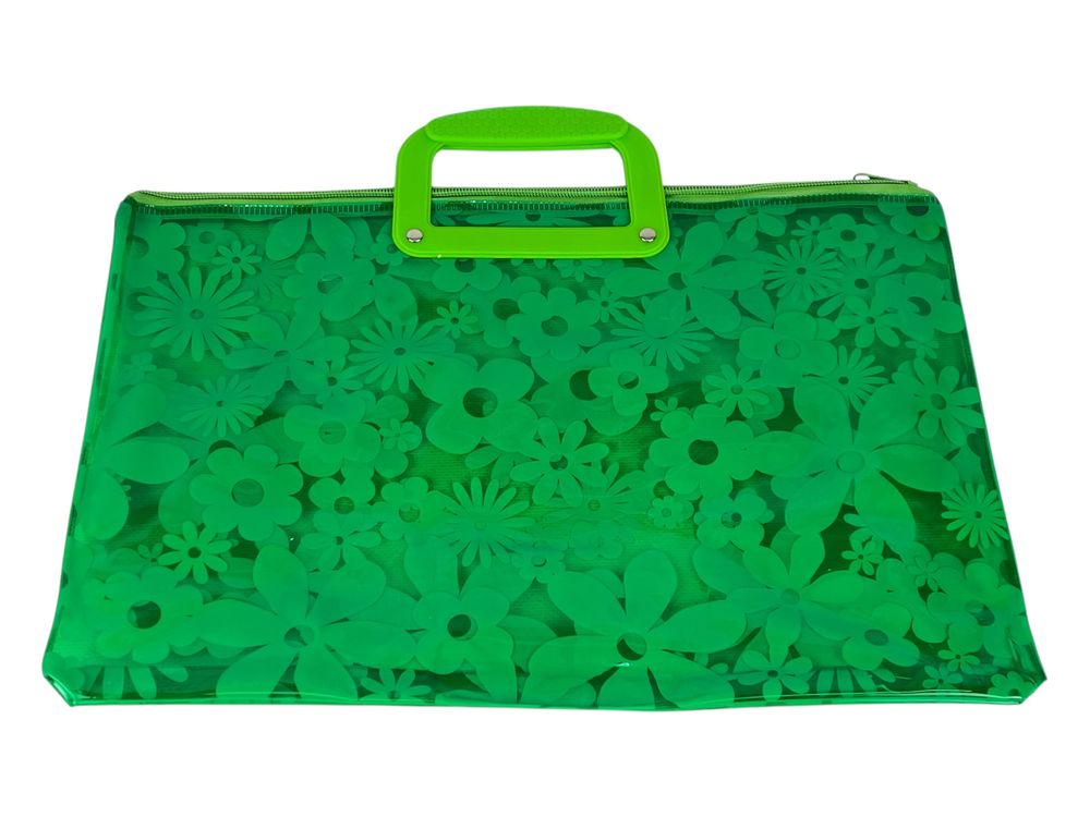 Папка-портфель ПВХ прозора "Flowers" 28 х 39см, 30мкм, 6 кольорів (33-FL)