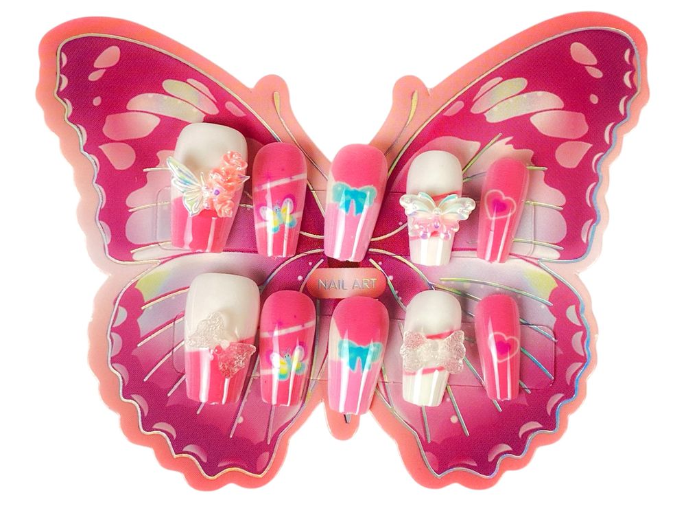 Набір накладних  нігтів  з метеликами, 10 х 7 см (YM-T016(WM-T016))