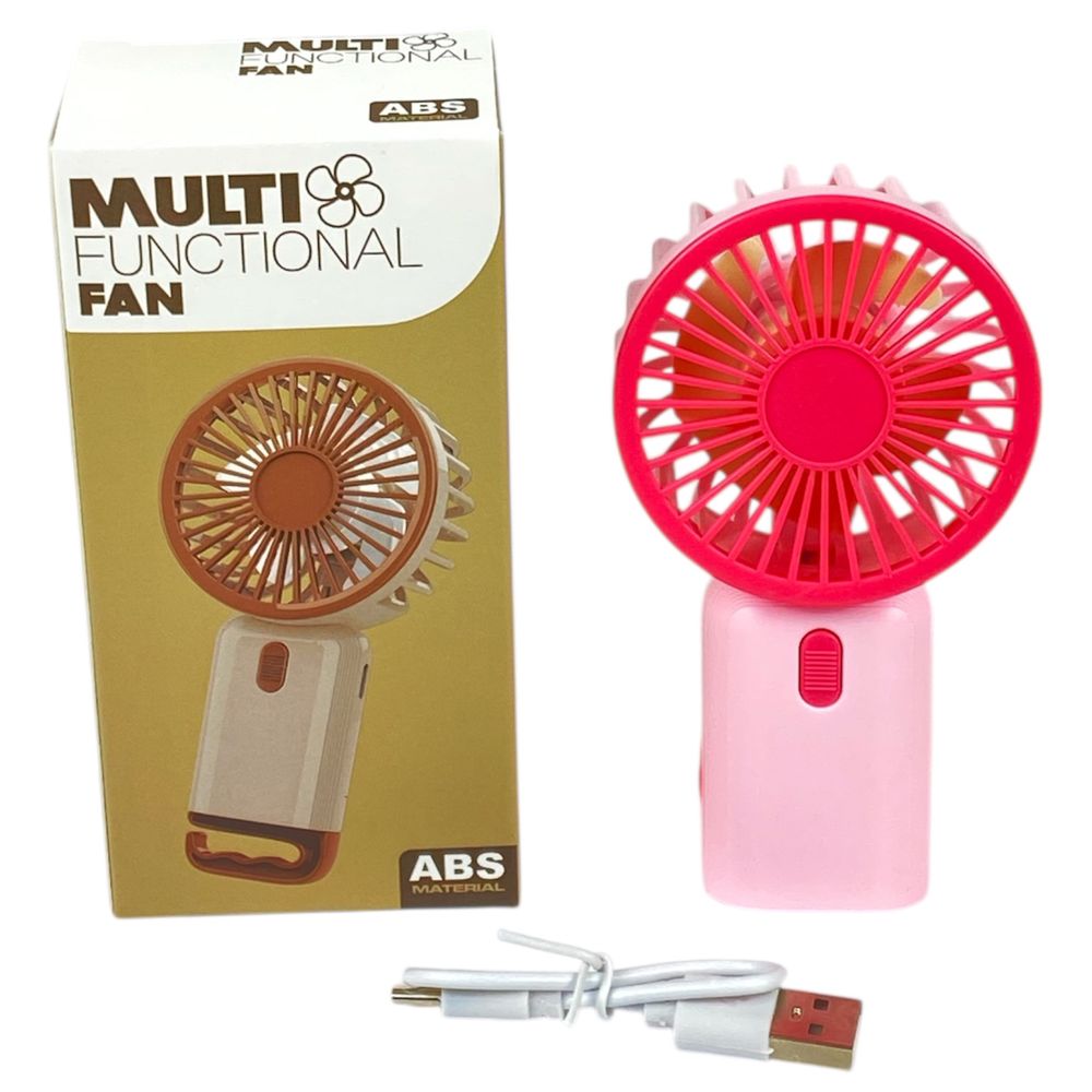 Вентилятор ручний портативний 13см, 3 режима,  usb (64981 pink)