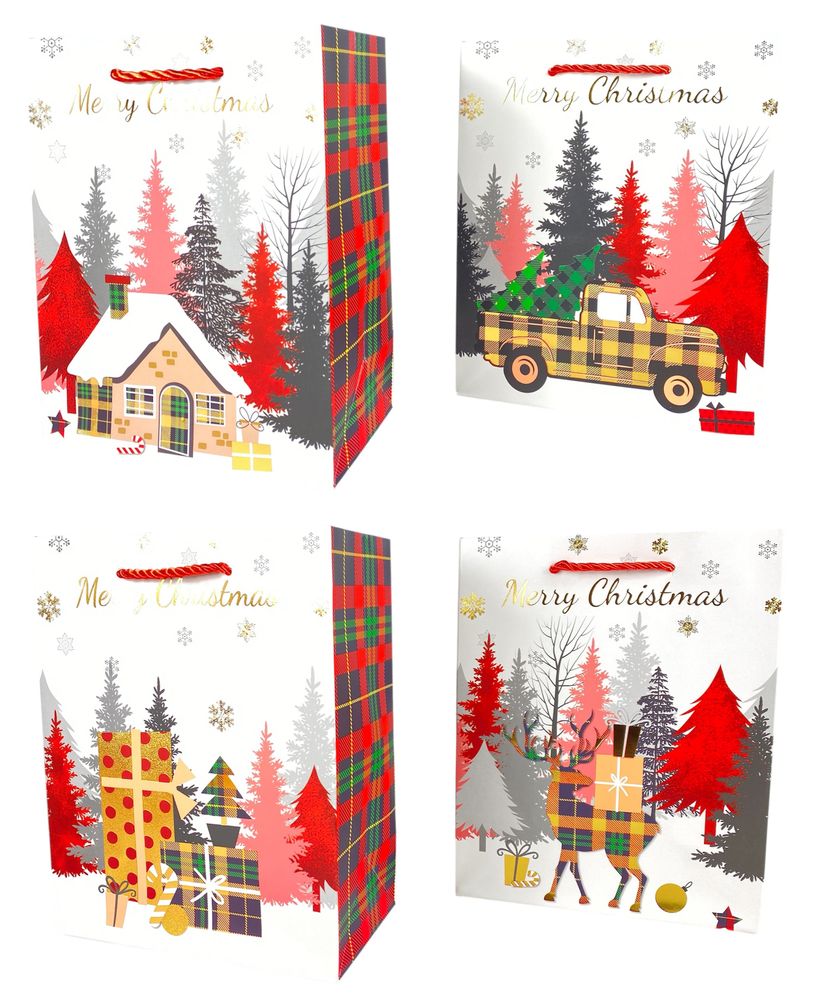 Пакет подарочный новогодний , 18 х 23 х 10cm 4 дизайна Unison (746S)