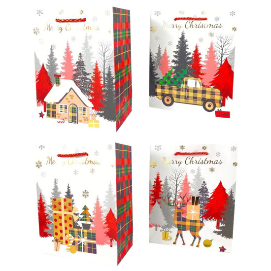 Пакет подарочный новогодний , 18 х 23 х 10cm 4 дизайна Unison (746S)