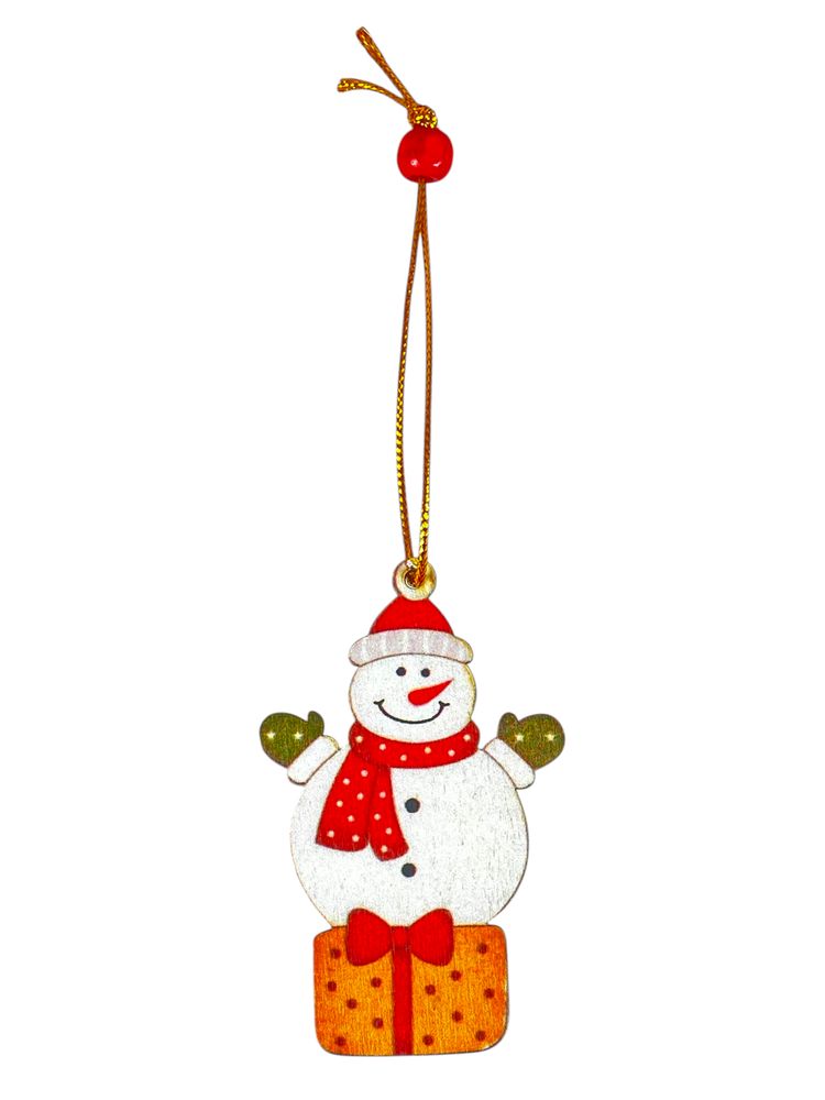 Деревʼяна підвіска сніговик 8 х 6 см (L00405)