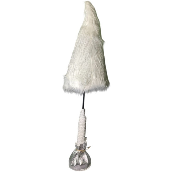 Меховая елка декоративная 33 х 33 х 102 см, белая с серебром (L01156)