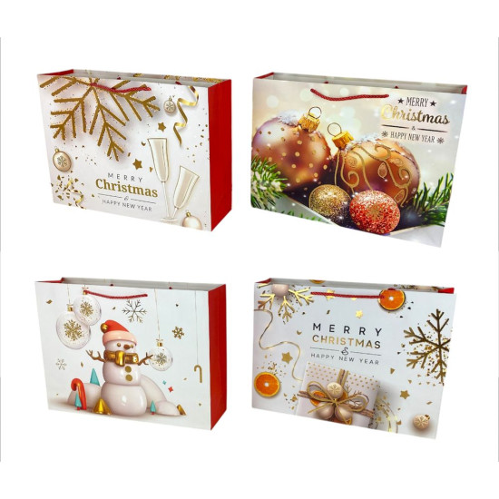 Пакет подарунковий  новорічний, 4 дизайни, 210g , 23 х 18 х 10  см (YC-613S-1)