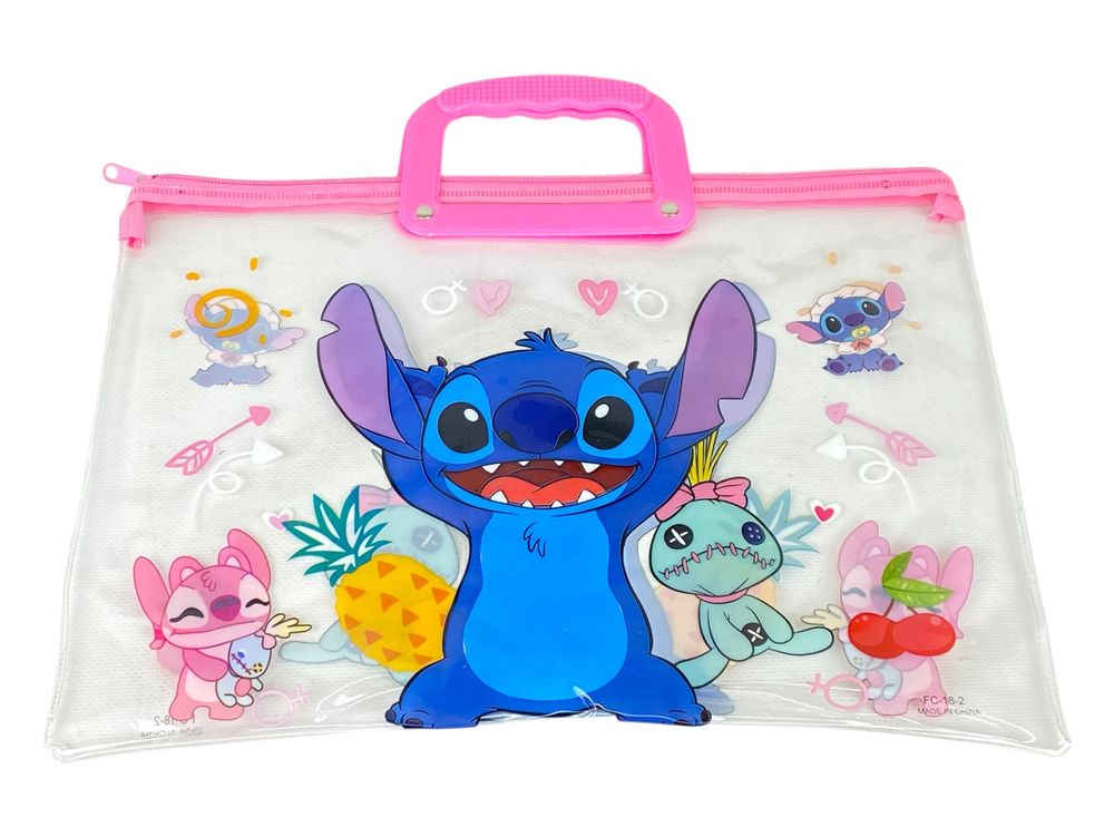 Папка-портфель ПВХ прозрачная "Стич" 28 х 39см, 30мкм, 4 вида (33-ST)