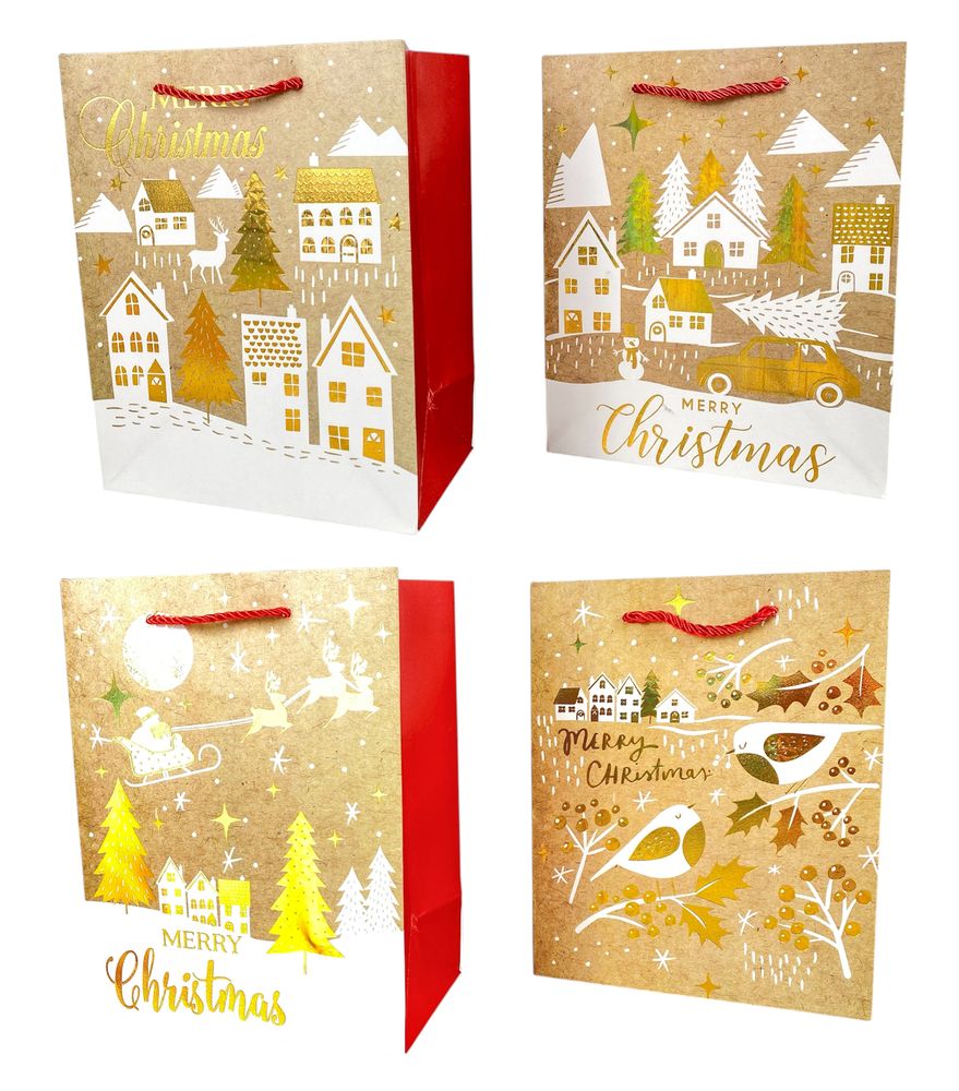 Пакет подарочный новогодний , 18 х 23 х 10cm 4 дизайна Unison (Y2908S)