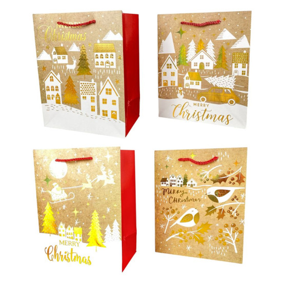 Пакет подарочный новогодний , 18 х 23 х 10cm 4 дизайна Unison (Y2908S)