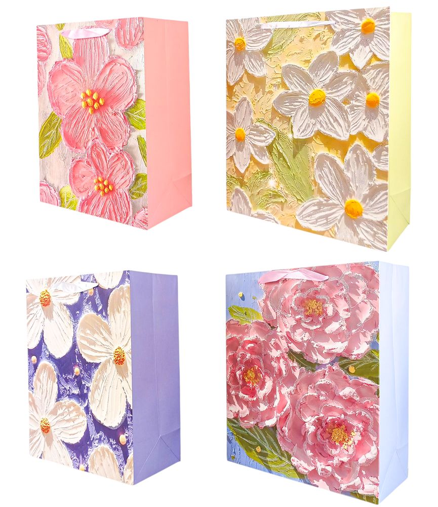Пакет подарунковий "Квіти"   32 х 26 х 12см,  210г/м2, 4 дизайна Unison (2999-32)