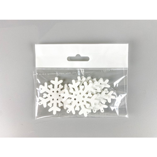 Деревянная снежинка-подвеска 5х6см, белая, 5шт (TK-036)