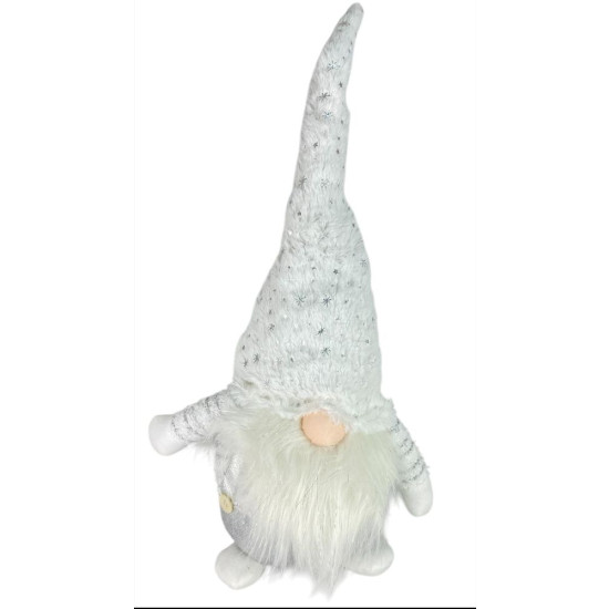 Новогодняя мягкая игрушка Гном белый, 26 х 16 х 50см (L01154)