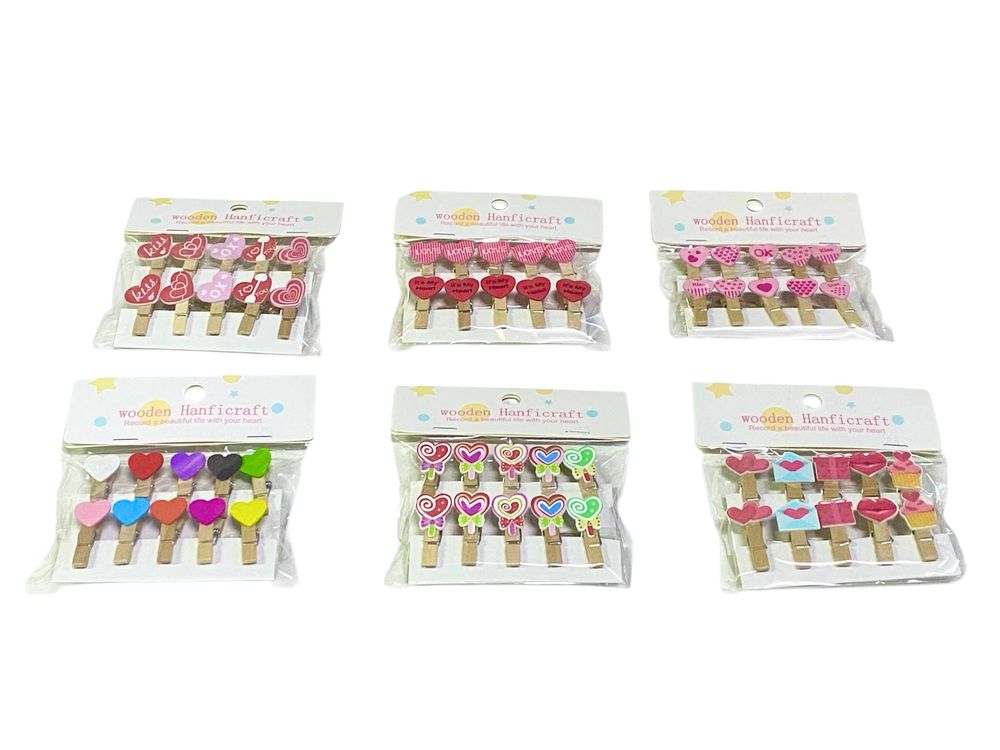 Прищіпка декоративна "Серце" 3,5см 10шт дерев'яна (539-1)