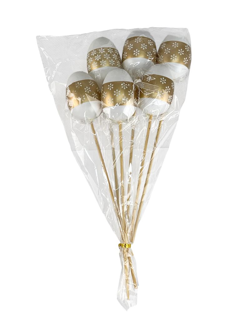 Топпер великодні яйця з золотим орнаментом5см - 6шт (L00194)