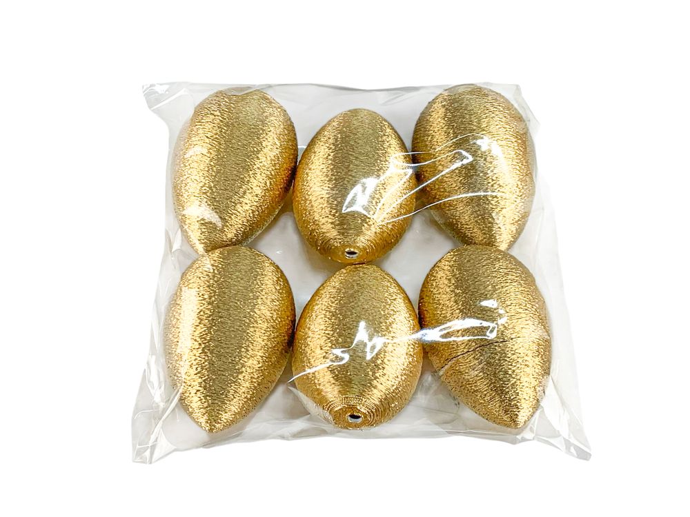 Набір  великодніх Еко яєць  із блискучою фактурою  -6шт, золото 6см Золотий (L00201)