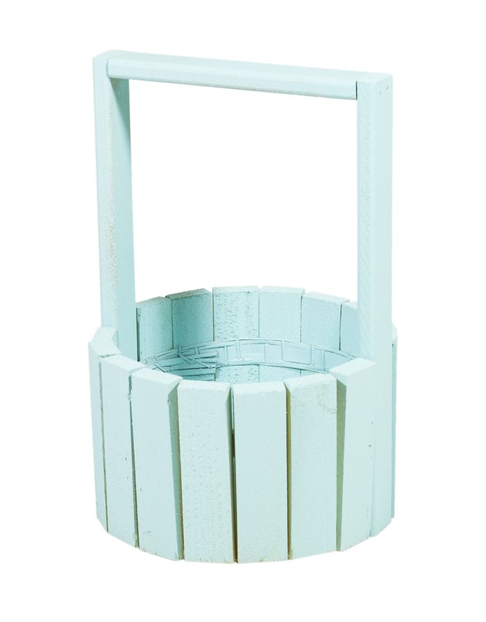 Корзина бирюза деревяная круглая маленькая BW-150 (BW-150  turquoise)