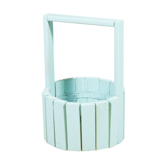 Корзина бирюза деревяная круглая маленькая BW-150 (BW-150  turquoise)