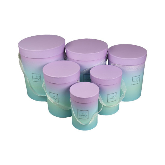 Коробка подарункова кругла в наборі  6шт (21 х25,5см - 11 х 15,5cм) Зелений Unison (W5960)