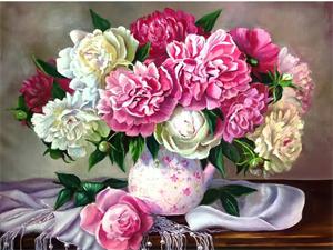 Алмазная мозаика   по номерам 30 х 40см "Пионы" Разноцветный Unison (GLD60856)