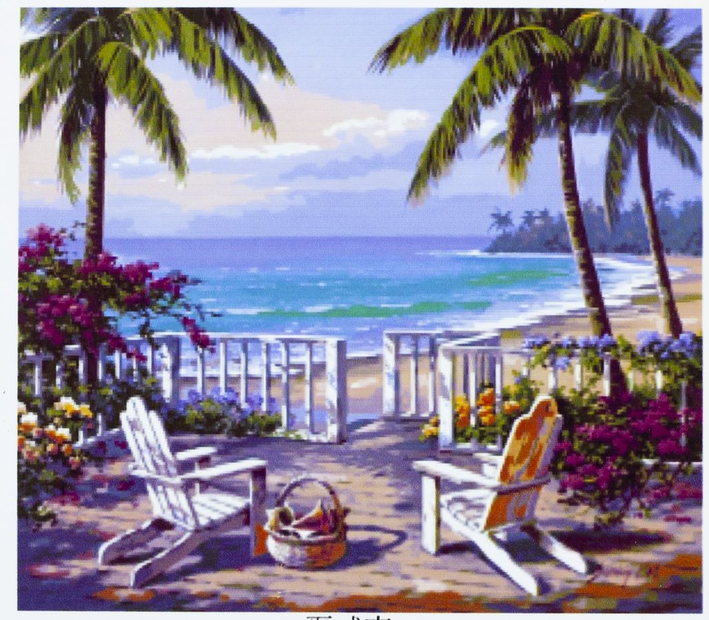 Холст-розмальовка під номерами "Пляж Анатолії" 40х50см, з набором форб і пензликами 2шт, з рамкою. (202k)