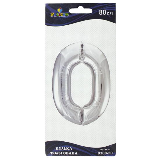 Цифра фольгована Pelican, "0" Срібло 80см Срібний Pelican (830820)