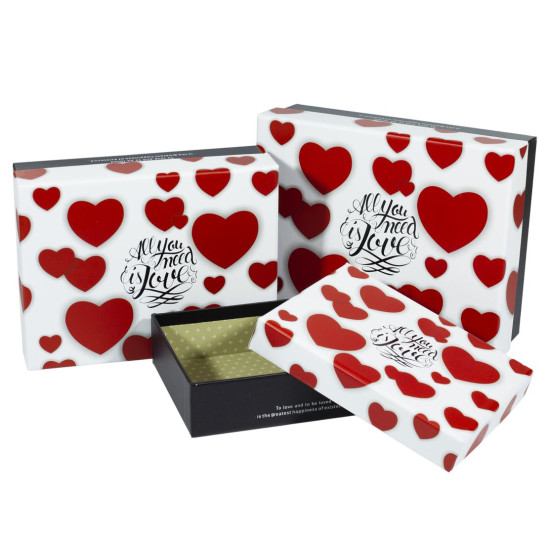 Подарункова коробка C210-39, прямокутна all you meea is love, 24х19х8cm/22х17х6.5/18.6х14.5х5cm   3шт. в наборі (C210-39)