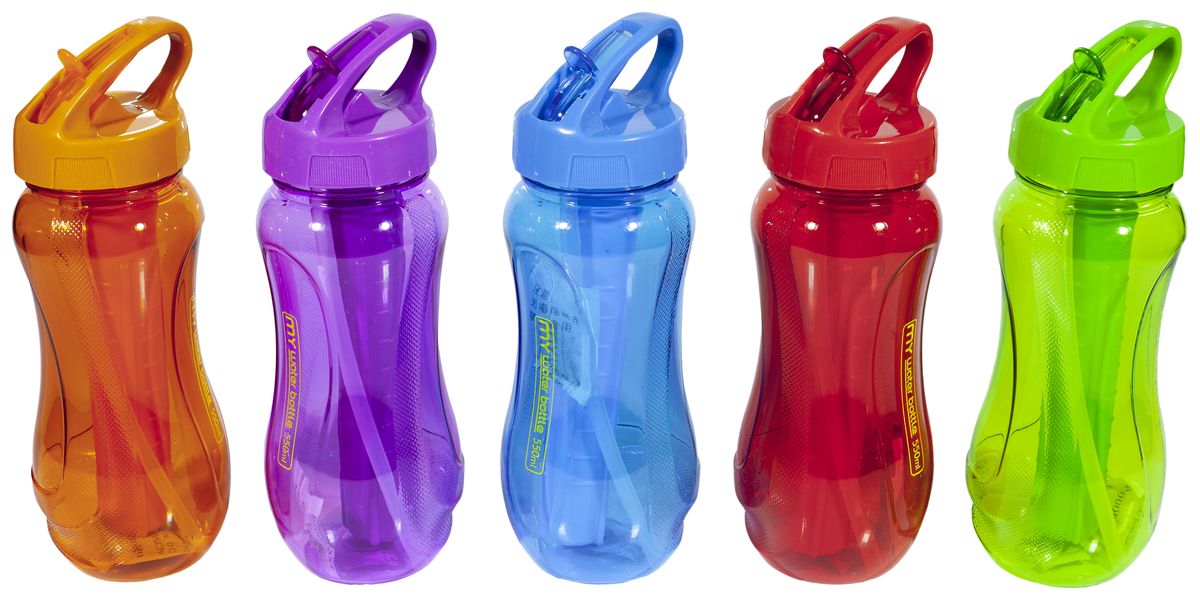 Пляшка для води "Bottle" c трубочкою, прозора, 550мл, mix6 (6281)