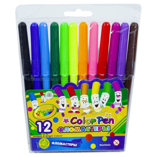 Фломастер MC-1676-12 Macaw 12 кольорів в пластиковій  упаковці (MC-1676-12)