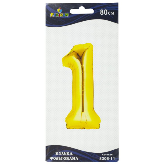 Цифра фольгована Pelican, "1" Золото 80см Золотий Pelican (830811)