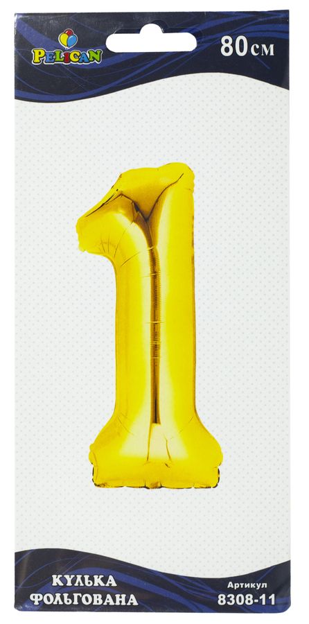Цифра фольгована Pelican, "1" Золото 80см Золотий Pelican (830811)