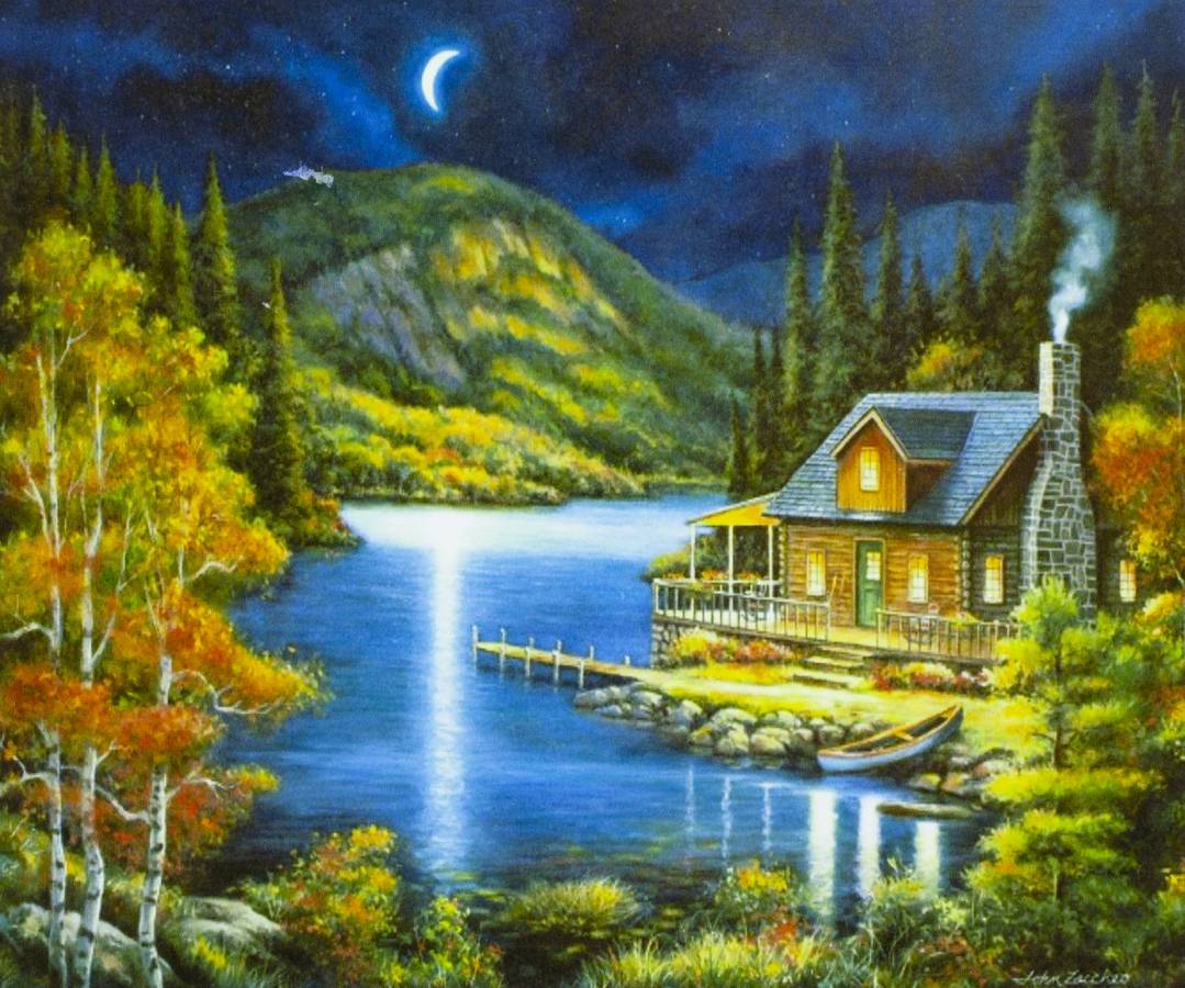 Картина по номерам "Ночь" 40*50см,крас.-акрил,кисть-3шт. (3190_B)