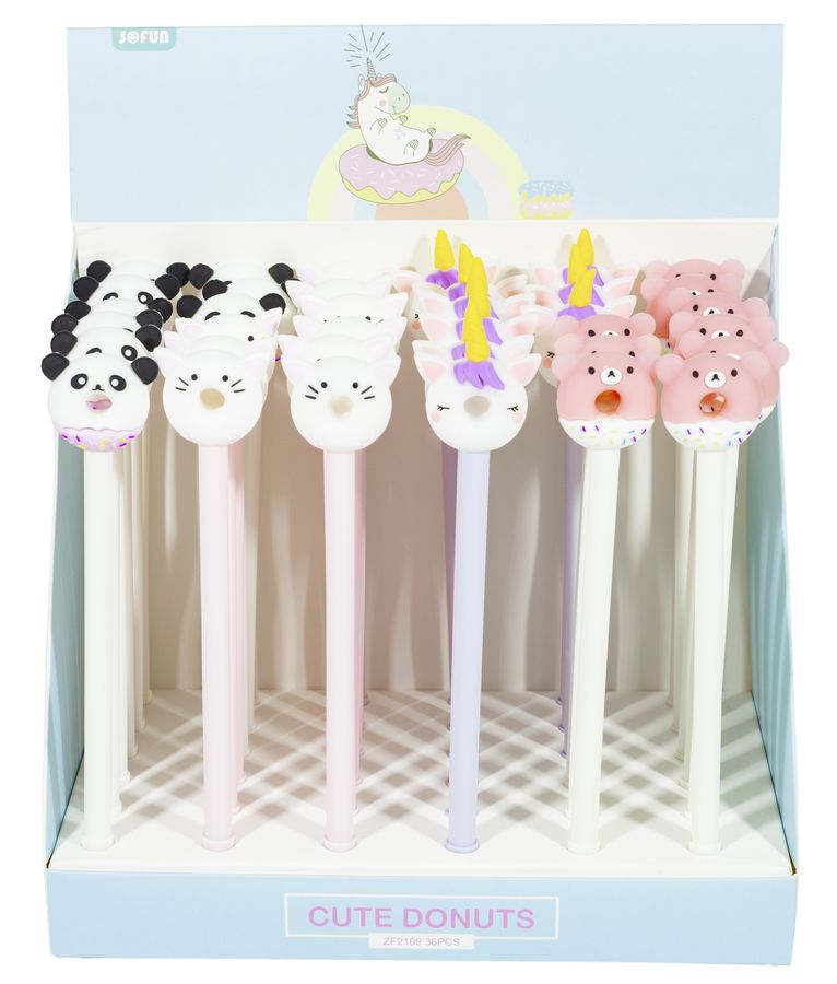 Ручка кулькова - масляна силіконова "Звірята-пончики" (2109)