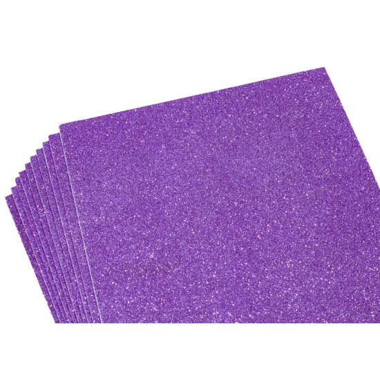 Фоаміран 1,8мм з глітером,  10 аркушів 20х30 -фіолетовий (самоклейка) (8678)