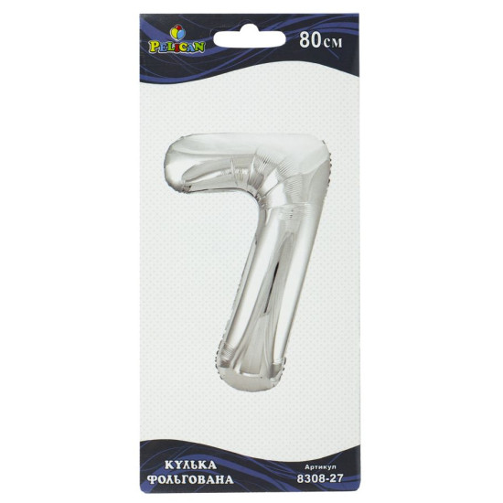 Цифра фольгована Pelican, "7" Срібло 80см Срібний Pelican (830827)