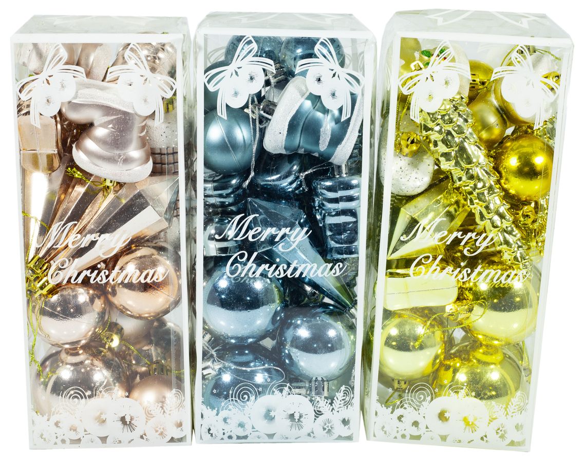 Набор шаров "Микс новогодний" 21шт, PVC коробка, mix (6472_1)