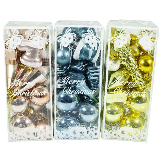 Набор шаров "Микс новогодний" 21шт, PVC коробка, mix (6472_1)