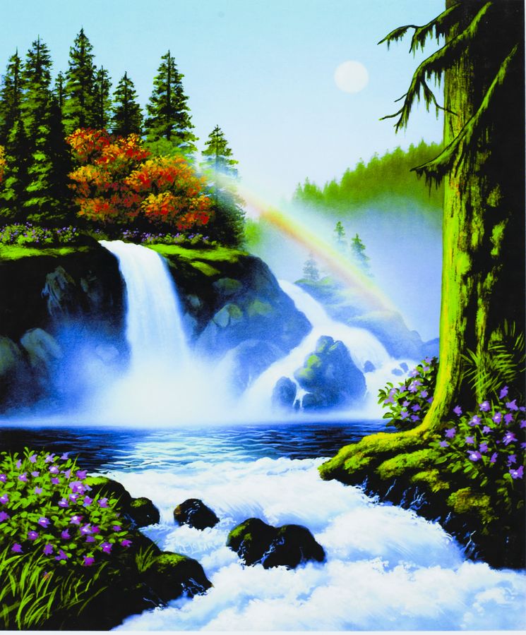 Картина за номерами "Водоспад в лісі" 40 * 50см, крас.-акрил, кисть-3шт. (1 * 5) (9362)